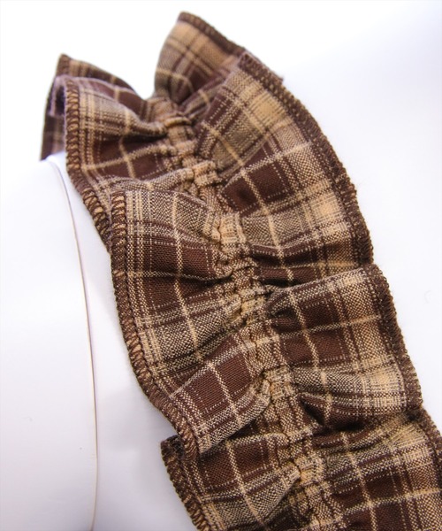 clear（クリア）の「リボンフリルミニキャミワンピース[チェック柄 ガーリー]≪SS新作≫（ワンピース・レディース・ボルドー/ブラウン/ベージュ・F）」の17枚目の写真