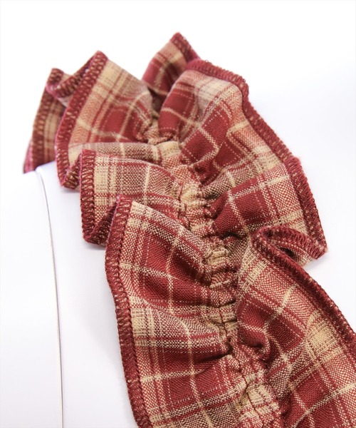 clear（クリア）の「リボンフリルミニキャミワンピース[チェック柄 ガーリー]≪SS新作≫（ワンピース・レディース・ボルドー/ブラウン/ベージュ・F）」の18枚目の写真