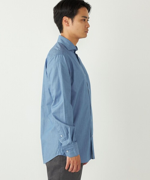 SHIPS Colors:デニム ワイドカラー シャツ◇（シャツ/ブラウス
