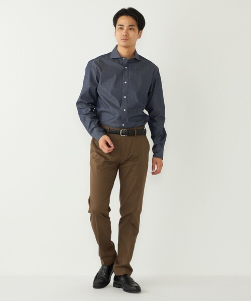 SHIPS Colors:デニム ワイドカラー シャツ◇（シャツ/ブラウス