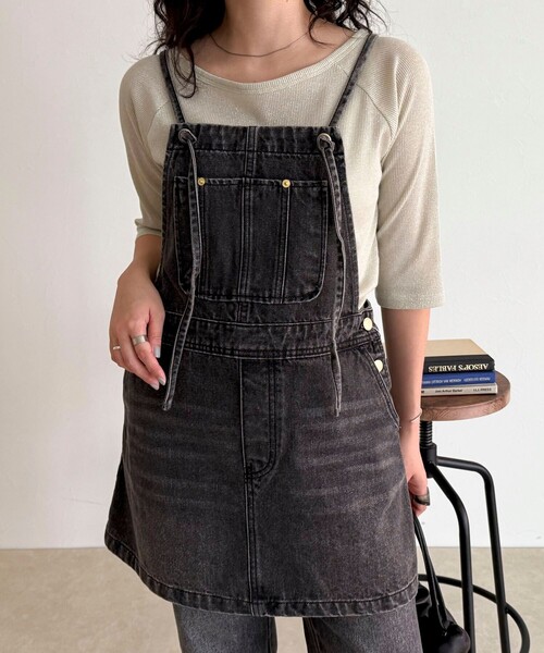 fredy emue（フレディエミュ）の「デニムサロペットチュニック（サロペット/オーバーオール・レディース・ブラック/ブルー・38）」の2枚目の写真