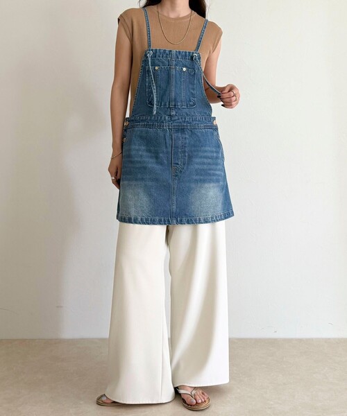 fredy emue（フレディエミュ）の「デニムサロペットチュニック（サロペット/オーバーオール・レディース・ブラック/ブルー・38）」の6枚目の写真