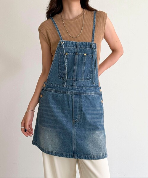 fredy emue（フレディエミュ）の「デニムサロペットチュニック（サロペット/オーバーオール・レディース・ブラック/ブルー・38）」の7枚目の写真