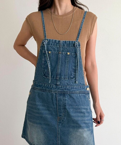 fredy emue（フレディエミュ）の「デニムサロペットチュニック（サロペット/オーバーオール・レディース・ブラック/ブルー・38）」の9枚目の写真