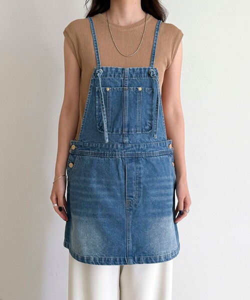 fredy emue（フレディエミュ）の「デニムサロペットチュニック（サロペット/オーバーオール・レディース・ブラック/ブルー・38）」の10枚目の写真