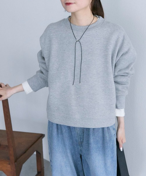 PUAL CE CIN（ピュアルセシン）の「裏起毛ショートプルオーバー（スウェット・レディース・オートミール/ピンク/レッド/グレー/ブラック・FREE）」の3枚目の写真