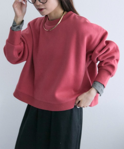 PUAL CE CIN（ピュアルセシン）の「裏起毛ショートプルオーバー（スウェット・レディース・オートミール/ピンク/レッド/グレー/ブラック・FREE）」の5枚目の写真