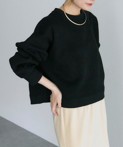 PUAL CE CIN（ピュアルセシン）の「裏起毛ショートプルオーバー（スウェット・レディース・オートミール/ピンク/レッド/グレー/ブラック・FREE）」の2枚目の写真