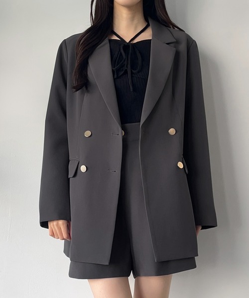 セール】【肩パット入り】金釦オーバーサイズジャケット＋ショート