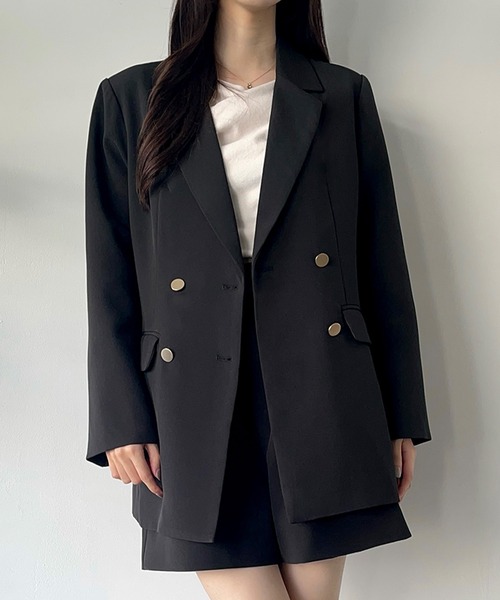 セール】【肩パット入り】金釦オーバーサイズジャケット＋ショート