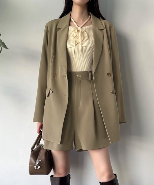 セール】【肩パット入り】金釦オーバーサイズジャケット＋ショート