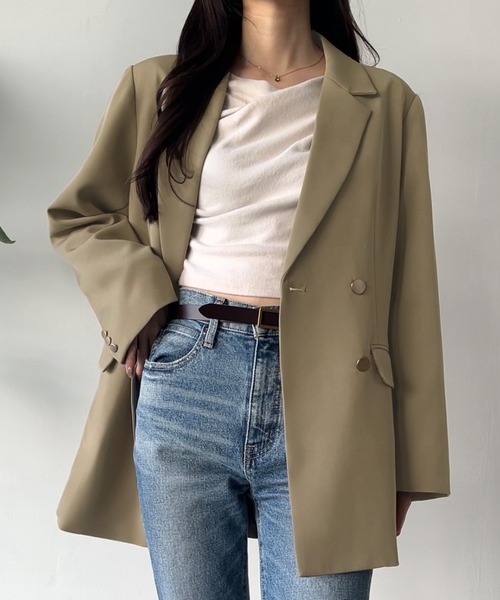 セール】【肩パット入り】金釦オーバーサイズジャケット＋ショート