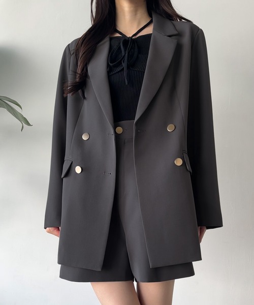 セール】【肩パット入り】金釦オーバーサイズジャケット＋ショート