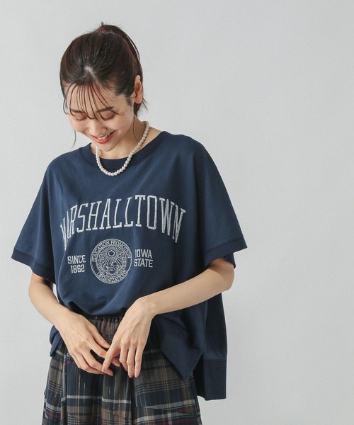 GLOBAL WORK（グローバルワーク）の「ピグメントカレッジプルオーバー/581155（Tシャツ/カットソー・レディース・ピンク/ネイビー/チャコールグレー/グレイッシュベージュ・MEDIUM/LARGE）」の4枚目の写真