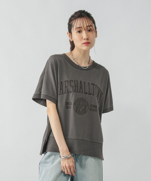 GLOBAL WORK（グローバルワーク）の「ピグメントカレッジプルオーバー/581155（Tシャツ/カットソー・レディース・ピンク/ネイビー/チャコールグレー/グレイッシュベージュ・MEDIUM/LARGE）」の6枚目の写真