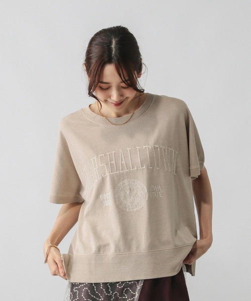 GLOBAL WORK（グローバルワーク）の「ピグメントカレッジプルオーバー/581155（Tシャツ/カットソー・レディース・ピンク/ネイビー/チャコールグレー/グレイッシュベージュ・MEDIUM/LARGE）」の10枚目の写真