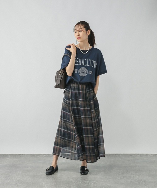 GLOBAL WORK（グローバルワーク）の「ピグメントカレッジプルオーバー/581155（Tシャツ/カットソー・レディース・ピンク/ネイビー/チャコールグレー/グレイッシュベージュ・MEDIUM/LARGE）」の12枚目の写真
