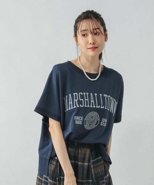 GLOBAL WORK（グローバルワーク）の「ピグメントカレッジプルオーバー/581155（Tシャツ/カットソー・レディース・ピンク/ネイビー/チャコールグレー/グレイッシュベージュ・MEDIUM/LARGE）」の13枚目の写真
