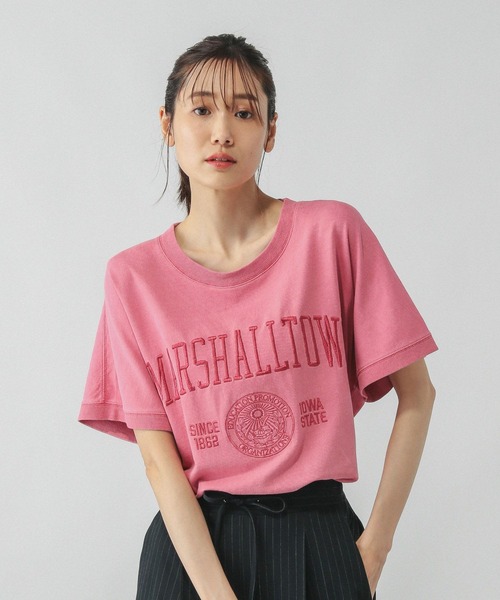 GLOBAL WORK（グローバルワーク）の「ピグメントカレッジプルオーバー/581155（Tシャツ/カットソー・レディース・ピンク/ネイビー/チャコールグレー/グレイッシュベージュ・MEDIUM/LARGE）」の19枚目の写真