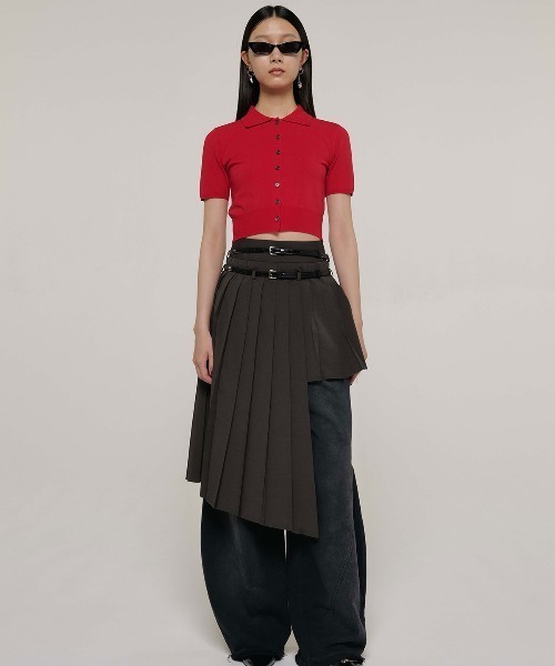 josemoon SCREW PLEATS SKIRT ブラック SCREW PLEATS SKIRT – JOSEMOON