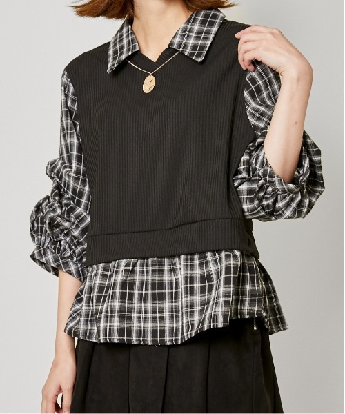 GORGE(ゴージ)の「《フェイクレイヤード×タック袖》レディース テレコドッキングトップス 長袖 春秋冬(Tシャツ/カットソー・レディース・その他4/その他3/オフホワイト/その他5・F)」の3枚目の写真