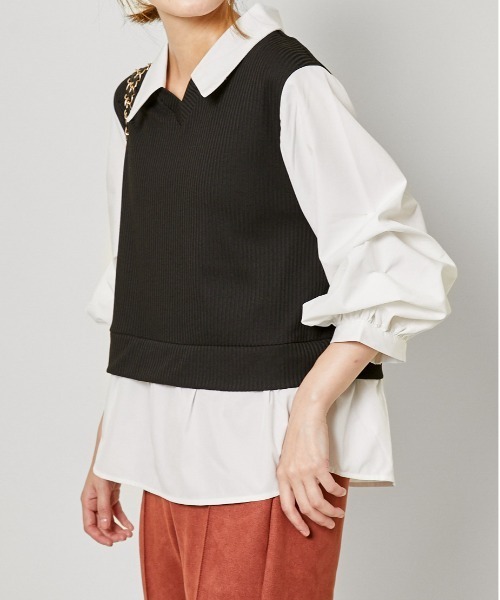 GORGE(ゴージ)の「《フェイクレイヤード×タック袖》レディース テレコドッキングトップス 長袖 春秋冬(Tシャツ/カットソー・レディース・その他4/その他3/オフホワイト/その他5・F)」の5枚目の写真