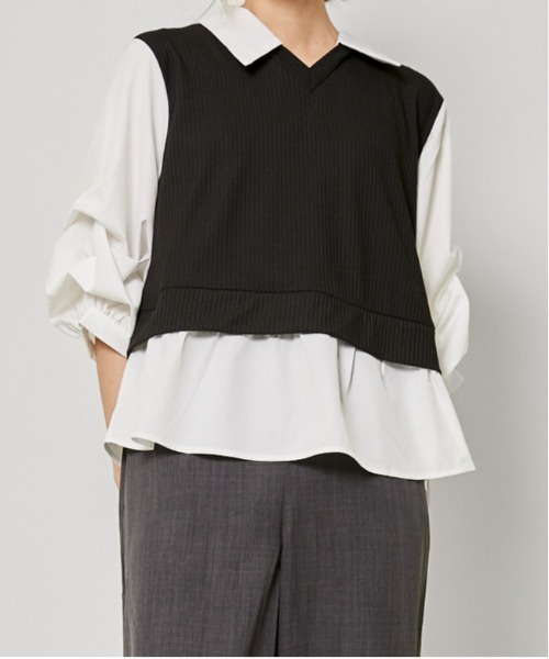 GORGE(ゴージ)の「《フェイクレイヤード×タック袖》レディース テレコドッキングトップス 長袖 春秋冬(Tシャツ/カットソー・レディース・その他4/その他3/オフホワイト/その他5・F)」の7枚目の写真