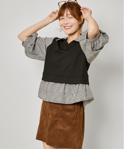 GORGE(ゴージ)の「《フェイクレイヤード×タック袖》レディース テレコドッキングトップス 長袖 春秋冬(Tシャツ/カットソー・レディース・その他4/その他3/オフホワイト/その他5・F)」の8枚目の写真