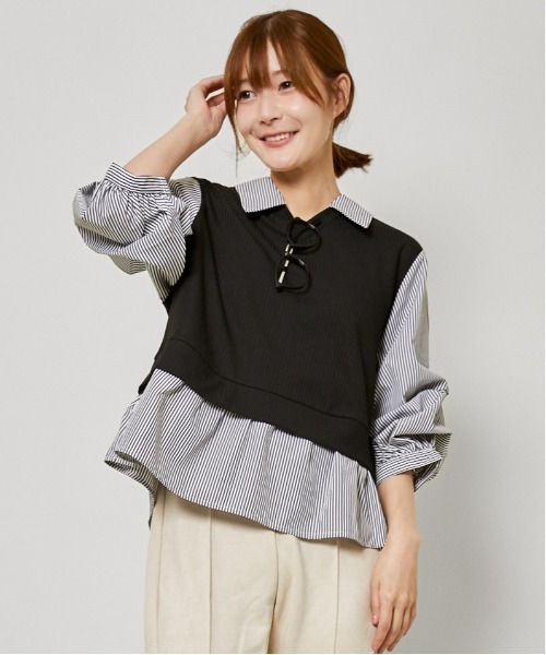 GORGE(ゴージ)の「《フェイクレイヤード×タック袖》レディース テレコドッキングトップス 長袖 春秋冬(Tシャツ/カットソー・レディース・その他4/その他3/オフホワイト/その他5・F)」の12枚目の写真