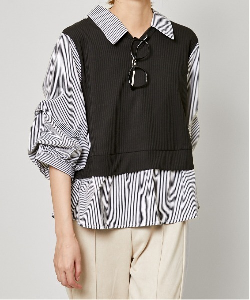 GORGE(ゴージ)の「《フェイクレイヤード×タック袖》レディース テレコドッキングトップス 長袖 春秋冬(Tシャツ/カットソー・レディース・その他4/その他3/オフホワイト/その他5・F)」の13枚目の写真