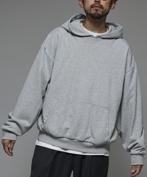 Firsthand（ファーストハンド）の「Firsthand/ファーストハンド 配色 リラックスフィット プルオーバーフーディ / ダブルフェイス（パーカー・メンズ・グレー/チャコールグレー/ブラック・M/L）」の4枚目の写真