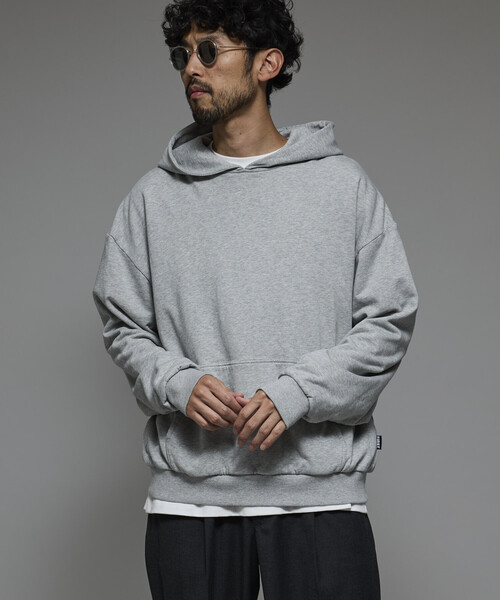 Firsthand（ファーストハンド）の「Firsthand/ファーストハンド 配色 リラックスフィット プルオーバーフーディ / ダブルフェイス（パーカー・メンズ・グレー/チャコールグレー/ブラック・M/L）」の5枚目の写真