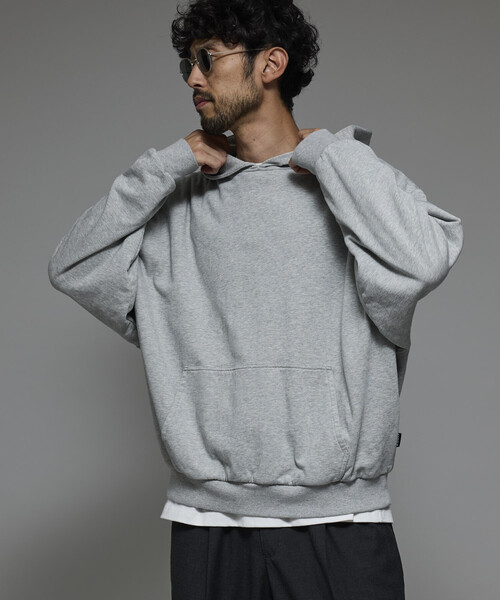 Firsthand（ファーストハンド）の「Firsthand/ファーストハンド 配色 リラックスフィット プルオーバーフーディ / ダブルフェイス（パーカー・メンズ・グレー/チャコールグレー/ブラック・M/L）」の6枚目の写真