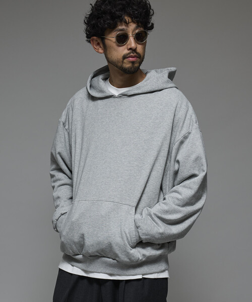 Firsthand（ファーストハンド）の「Firsthand/ファーストハンド 配色 リラックスフィット プルオーバーフーディ / ダブルフェイス（パーカー・メンズ・グレー/チャコールグレー/ブラック・M/L）」の7枚目の写真