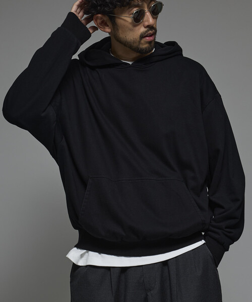 Firsthand（ファーストハンド）の「Firsthand/ファーストハンド 配色 リラックスフィット プルオーバーフーディ / ダブルフェイス（パーカー・メンズ・グレー/チャコールグレー/ブラック・M/L）」の20枚目の写真