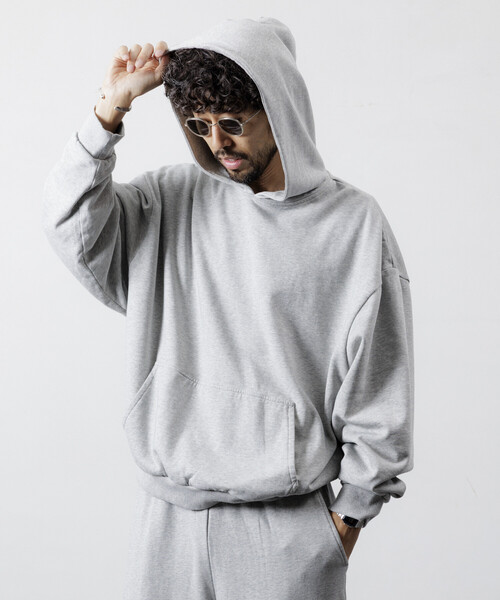 Firsthand（ファーストハンド）の「Firsthand/ファーストハンド 配色 リラックスフィット プルオーバーフーディ / ダブルフェイス（パーカー・メンズ・グレー/チャコールグレー/ブラック・M/L）」の21枚目の写真