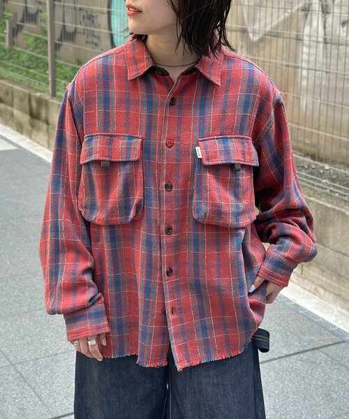 CPCM（シーピーシーエム）の「ヘビーネルフィッシングシャツ（シャツ/ブラウス・レディース・ブラック/レッド/ブラウン/ネイビー・MEDIUM/LARGE）」の4枚目の写真