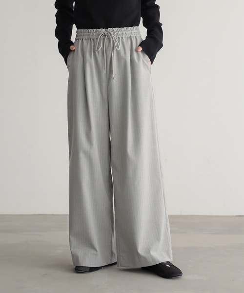 for/c（フォーシー）の「[低身長/高身長向けサイズ有]ストレッチウエストドロストワイドパンツ【サスティナブル】（その他パンツ・レディース・ブラック/グレー/ネイビー/チャコール・LL/TM/M/L/PM）」の3枚目の写真