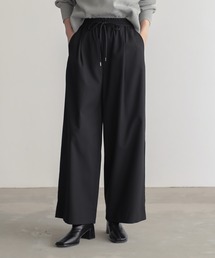 [低身長/高身長向けサイズ有]ストレッチウエストドロストワイドパンツ【サスティナブル】