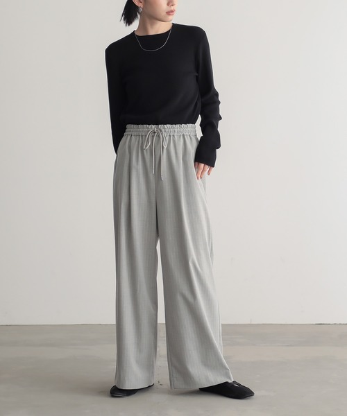 for/c（フォーシー）の「[低身長/高身長向けサイズ有]ストレッチウエストドロストワイドパンツ【サスティナブル】（その他パンツ・レディース・ブラック/グレー/ネイビー/チャコール・LL/TM/M/L/PM）」の22枚目の写真