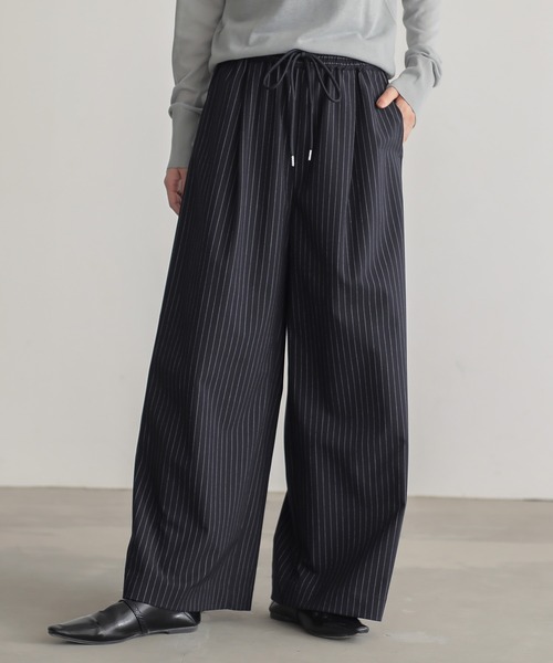 for/c（フォーシー）の「[低身長/高身長向けサイズ有]ストレッチウエストドロストワイドパンツ【サスティナブル】（その他パンツ・レディース・ブラック/グレー/ネイビー/チャコール・LL/TM/M/L/PM）」の5枚目の写真