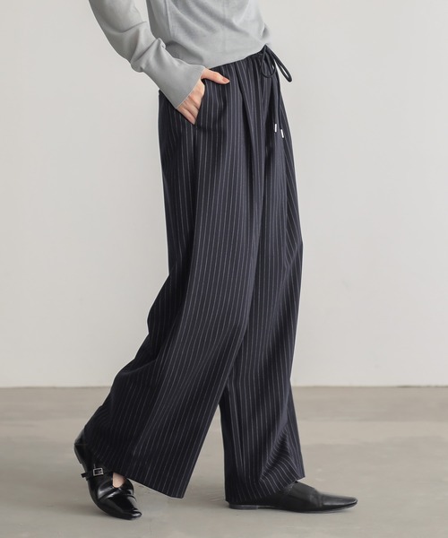for/c（フォーシー）の「[低身長/高身長向けサイズ有]ストレッチウエストドロストワイドパンツ【サスティナブル】（その他パンツ・レディース・ブラック/グレー/ネイビー/チャコール・LL/TM/M/L/PM）」の7枚目の写真
