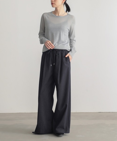 for/c（フォーシー）の「[低身長/高身長向けサイズ有]ストレッチウエストドロストワイドパンツ【サスティナブル】（その他パンツ・レディース・ブラック/グレー/ネイビー/チャコール・LL/TM/M/L/PM）」の9枚目の写真