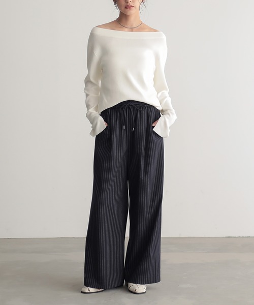 for/c（フォーシー）の「[低身長/高身長向けサイズ有]ストレッチウエストドロストワイドパンツ【サスティナブル】（その他パンツ・レディース・ブラック/グレー/ネイビー/チャコール・LL/TM/M/L/PM）」の12枚目の写真