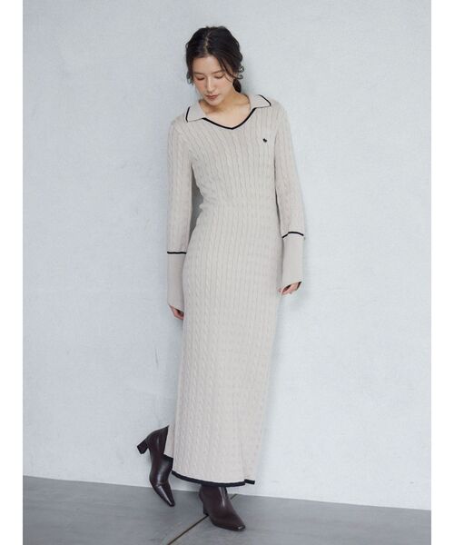 【POLO BCS(ポロ・ビーシーエス)】ケーブルニットワンピース　110503 Heather ワンピース 「POLO BCS(ポロ・ビーシーエス)」ケーブル