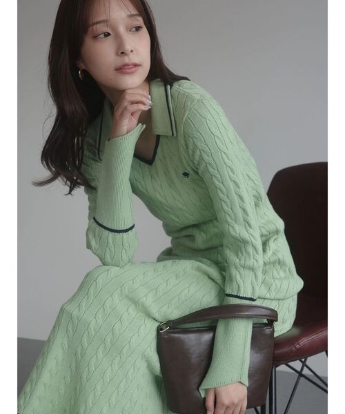 セール】【POLO BCSコラボ】ケーブルラインニットワンピース