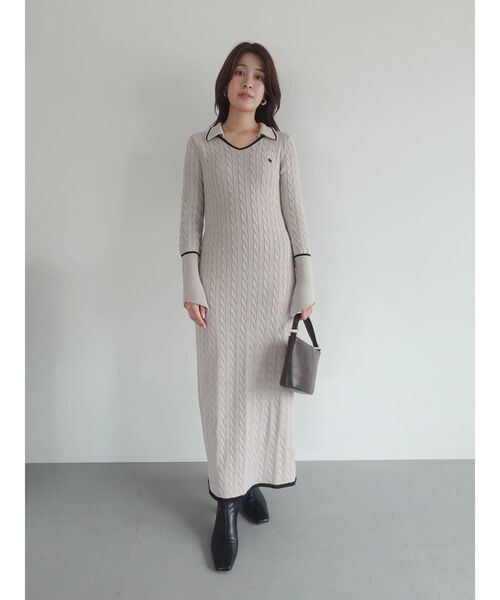 セール】【POLO BCSコラボ】ケーブルラインニットワンピース