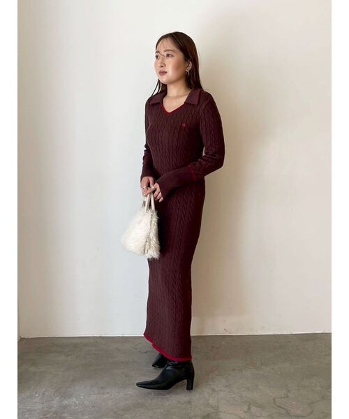 セール】【POLO BCSコラボ】ケーブルラインニットワンピース