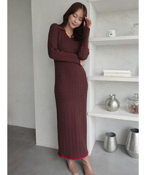 【POLO BCS(ポロ・ビーシーエス)】ケーブルニットワンピース　110503 Heather ワンピース 「POLO BCS(ポロ・ビーシーエス)」ケーブル