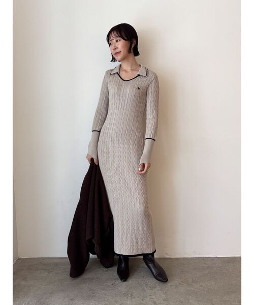 セール】【POLO BCSコラボ】ケーブルラインニットワンピース